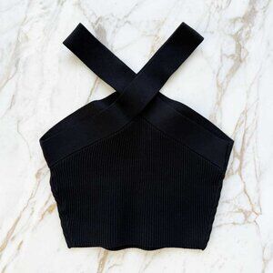 Aritzia Sculpt Knit Criss Cross Cropped Tank, Size S, Black